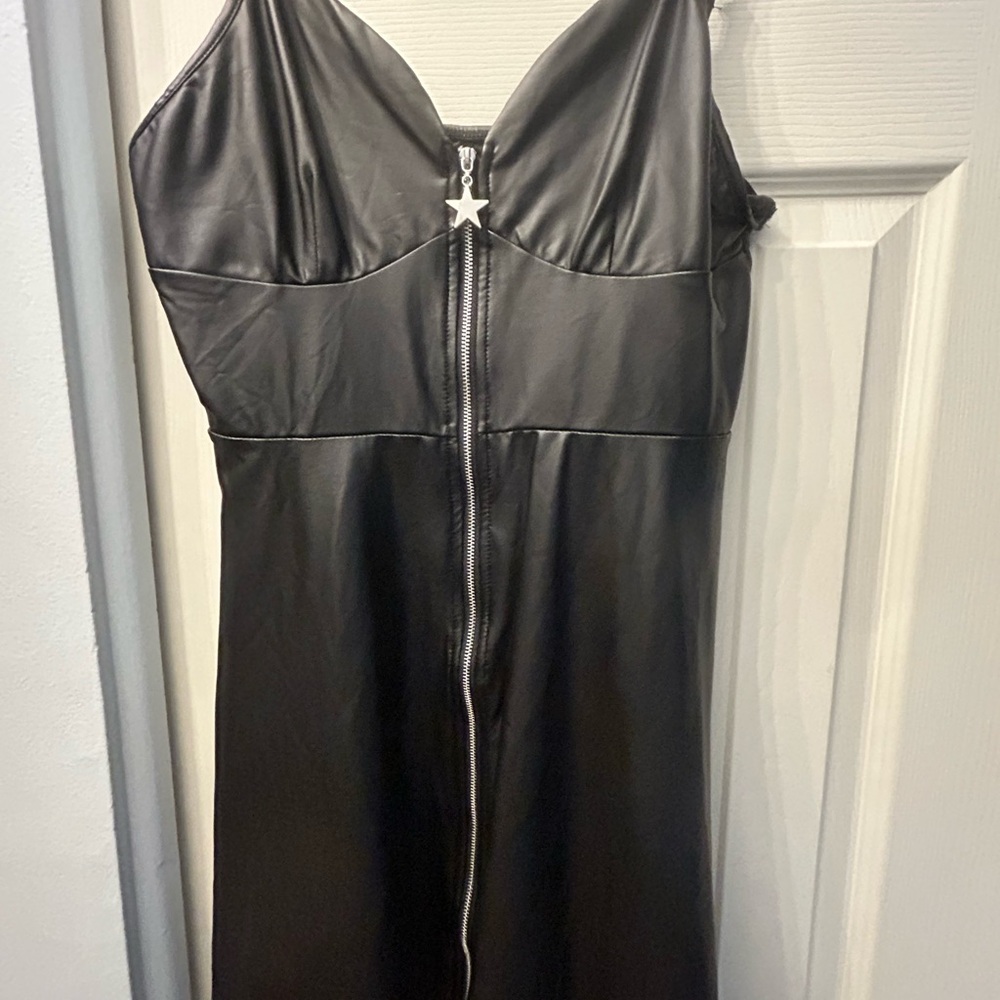 ROMWE Black Faux Leather Dress